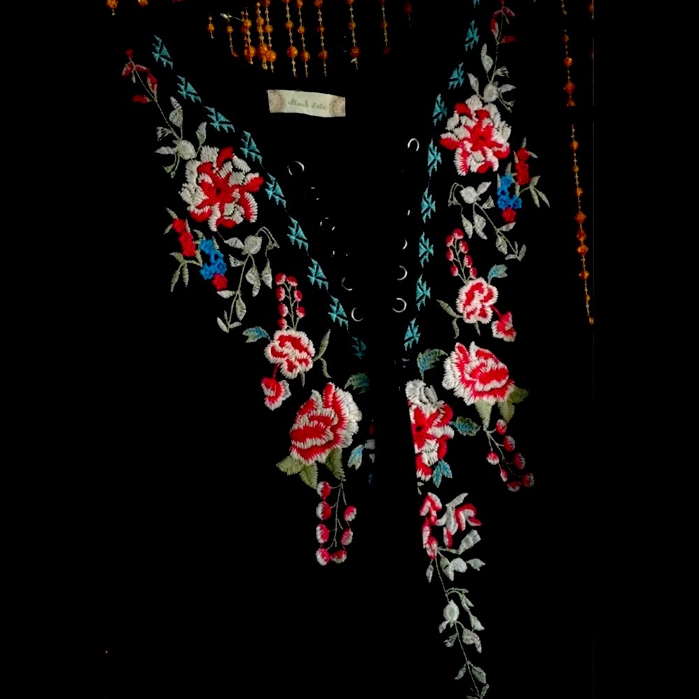 Floral Embroidered Black Dress